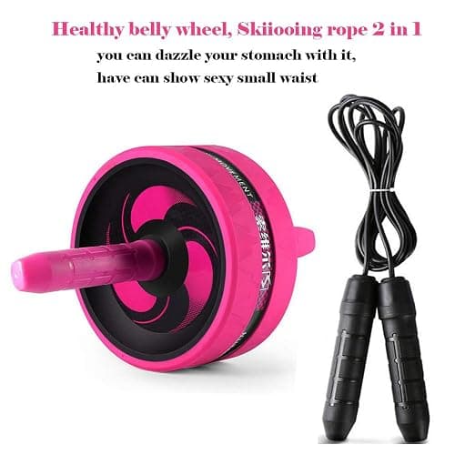 BiJun Ab Roller Wheel for Abs Workout - Complete Home Gym Set with AB Wheel Roller, Knee Mat, and Jump Rope (Pink) thumbnail 5