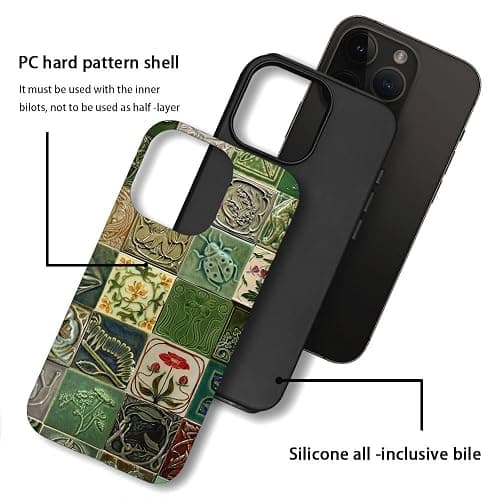 Piodaidy Compatible with iPhone 16 Pro Max,Durable & Shockproof Phone Case Cover Design - Collage Tiles Vines Snails Nature thumbnail 3