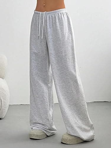 Women's Baggy Sweatpants with Pockets Wide Leg High Waisted Casual Sweat Pants Lounge Drawstring Joggers Gym Workout Pants thumbnail 5