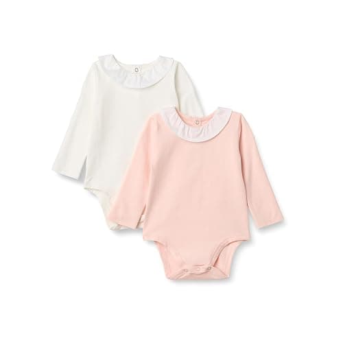 Amazon Essentials x Sofia Grainge Baby Girls' Long-Sleeve Ruffle Collar Bodysuit, Pack of 2 - Image 1
