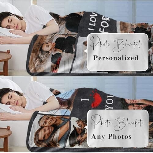 DayOfShe Custom Blanket with Photo I Love You Girlfriend Boyfriend Gifts,Personalized Blankets for Mom,Dad,Couple,Husband & Wife Birthday Gifts for Women Men thumbnail 4