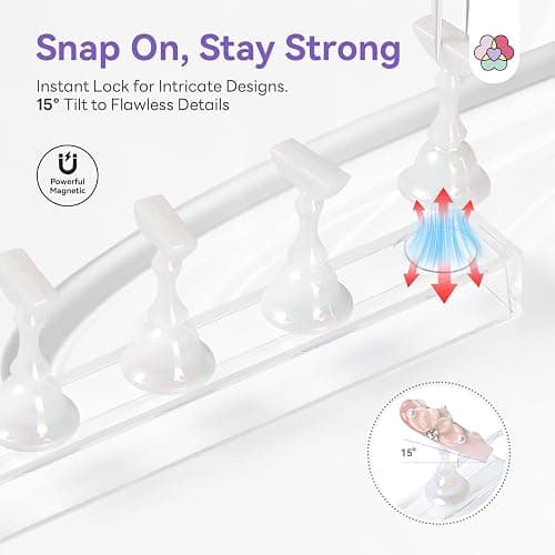 SAVILAND Essentials Nail Holder for Painting Nails: 3PCS Nail Stand Strong Magnetic Nail Stand for Press Ons Nail Stand for Nail Art Aurora Press on Nail Stand 40Pcs Reusable Putty Acrylic Nail Tools thumbnail 4