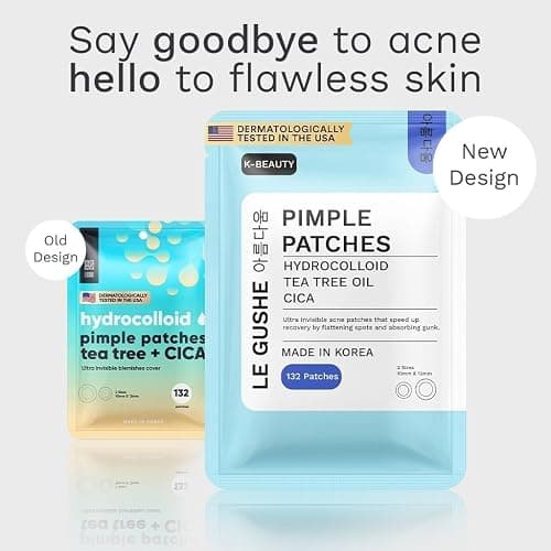 LE GUSHE K-BEAUTY Pimple Patches for Face (132 dots) - Hydrocolloid Acne Patch for Zits and Blemishes - Invisible Blemish Patches | Spot Cover Stickers for Glowing Skin | Korean Skin Care thumbnail 8