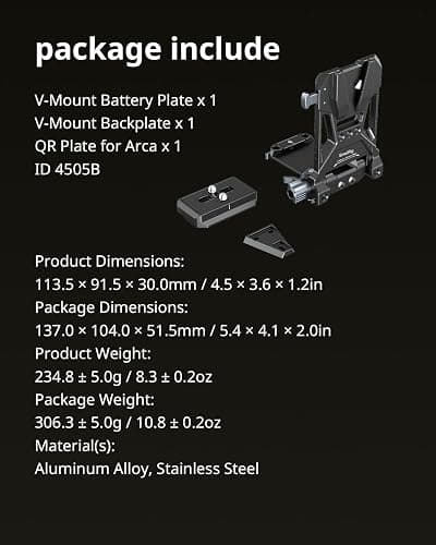 SMALLRIG Foldable V Mount Battery Plate w/QR Plate for Arca, for Sony FX3 / A7 V / A7 IV / A7S III, for Canon R5 / R6, for Nikon Z8, Compact Camera Video Rig, for NEEWER V Mount Battery PS099E thumbnail 9