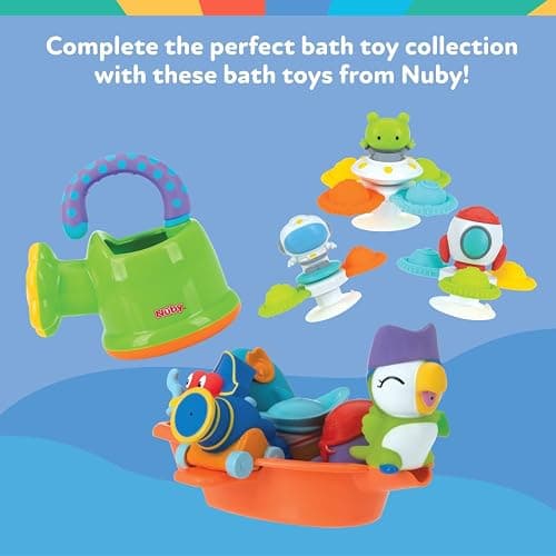Nuby Floating Octopus Toy with 3 Hoopla Rings - Baby Bath Toy for Boys and Girls - 18+ Months - Purple (Pack of 1) thumbnail 8