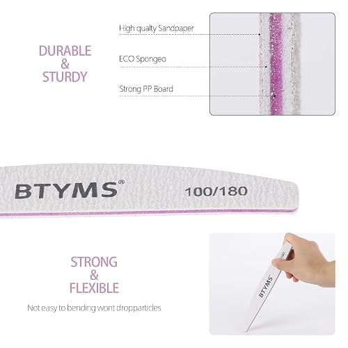BTYMS 25 Pcs Nail Files 100/180 Grit Double Sided Emery Boards Coarse and Medium Nail File for Acrylic Nails and Natural Nails thumbnail 4