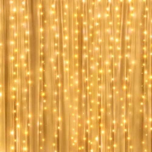 Marco Paul 300 Warm White LED String Curtain Light with 10 Strands USB Hanging Net Lighting Home Party Christmas Waterfall Hanging Plug in String Lights Waterproof Window Lights Durable Oudoor Indoor thumbnail 5