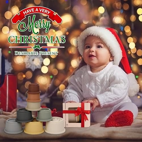BOBXIN Stacking Cups Baby Building/Bathtub/Beach Toy, Nesting Cup Early Educational Montessori Toddlers Stacking Toy, 8 Pcs with Numbers & Pattern, Fun for Kid Baby 6-12 Months Play for Indoor/Outdoor thumbnail 8