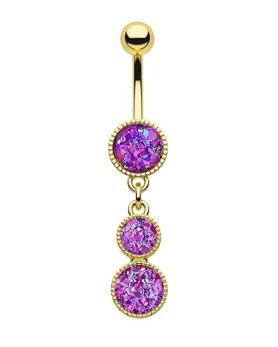 COCHARM Dangle Belly Button Rings Gold Belly Button Ring Dangling 14G 10MM Sparkly Gold Belly Navel Piercing Jewelry 316L Stainless Steel - Image 1