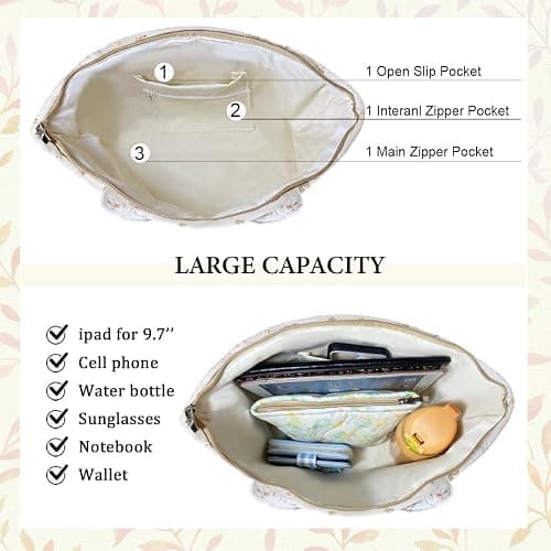 Sunwel Fashion Top Zipper Floral Quilted Bag Small Tote Bag for Women thumbnail 2