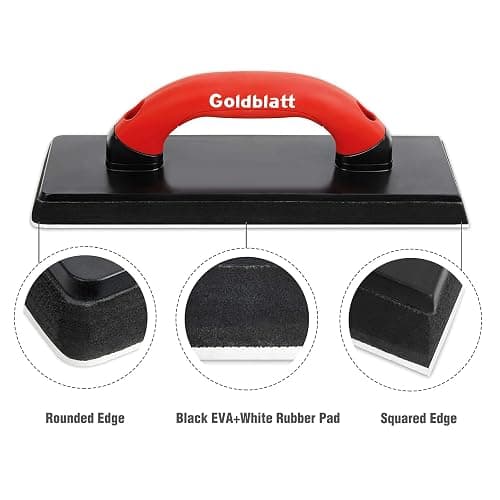 Goldblatt 4" x 12" Grout Float with 3 Pack Sponges for Grout Cleaning - Molded Rubber Grout Float, Floor & Tile Grout Tools with Soft-Grip Handle for Masonry, Drywall, Concrete, Stucco thumbnail 3