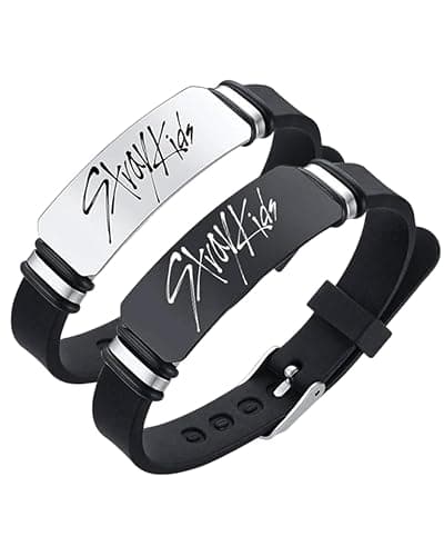 Yotlein SK Armband 2 Stück Schwarz, Silikonmaterial Adjustable Wristband, Stray Kids Bracelet für Fan Geburtstag Kreatives, Kpop Merch Geschenke für STAY - Image 1
