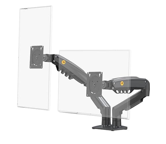 Support de Bureau pour 2 écrans PC LCD LED 17 "- 27" réglage dans Plusieurs Axes, Pivot, Ressort à gaz jusqu'à 2x9 kg thumbnail 3