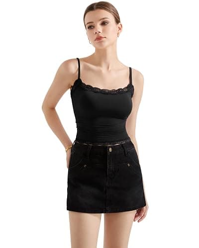 SUUKSESS Women Lace Double Lined Camisole Top Spaghetti Strap Going Out Tank Top thumbnail 2