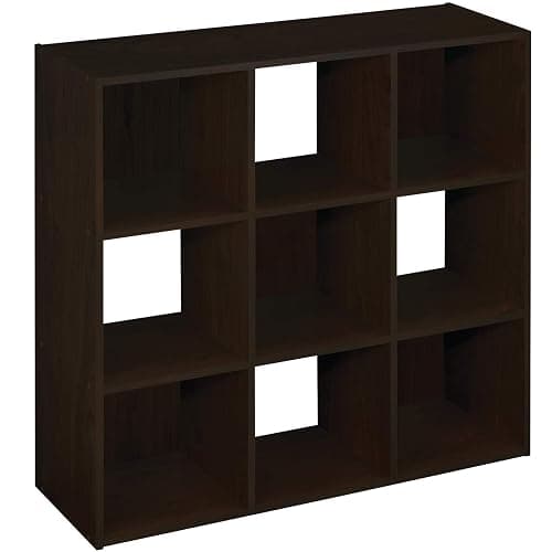ClosetMaid 9 Cube Laminated Wood Stackable Open Bookcase Display Shelf Organizer for Household, Living Rooms, and Studies, Espresso - Image 1