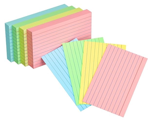 Colored Index Cards 3x5, 200 Pack, 180gsm Heavy Ruled Index Cards, Flash Cards for Studying, Heavy Note Cards for Office, College, Home Organization and School, 4 Color (50 Sheets Each) thumbnail 4