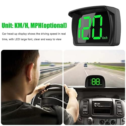 Shkalacar Car HUD Headup Display KM/H MPH GPS Digital Speedometer with LED Large Font Display + Car Charge Adapter for Car Truck SUV Motorcycle thumbnail 3