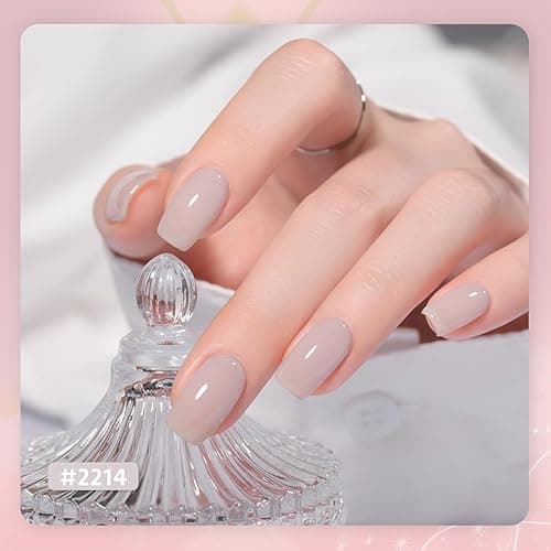 GAOY Jelly Nude Gel Nail Polish Set, 6 Transparent Milky White Pink Colors, UV Light Cure Gel Polish for Salon and Nail Art DIY at Home thumbnail 5