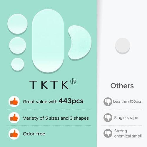 TKTK 443 Count Pimple Patches for Face, Hydrocolloid Acne Cover Patch Bulk | Pimple Stickers for Cheeks, Forehead, Chin Blemishes Zit & Breakouts, All Skin Types, Dots, Strips, Contoured 5 Sizes Variety thumbnail 7