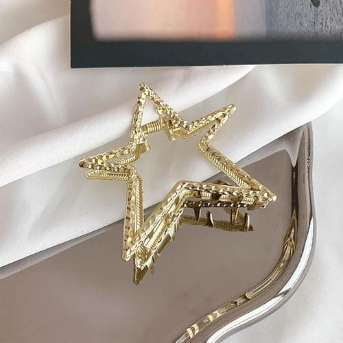2 Pcs Hair Claw Clips Glod Silver Metal Medium Star Hair Clips for Thick or Thin Hair Strong Hold Y2k Claw Clips Elegant Design Non Slips Hair Jaw for Women Hair Accessories thumbnail 4