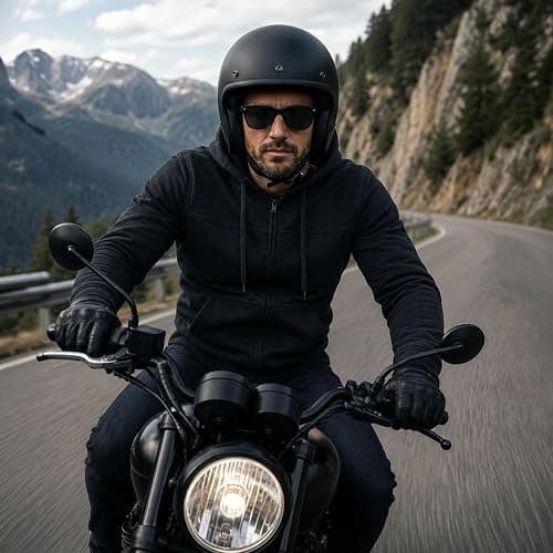 Milwaukee Leather Men's Streetguard Riding Hoodie - Aramid Reinforced with CE Shoulder and Elbow Armor - Large Black thumbnail 7