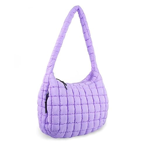 Quilted Puffer Tote Bag Purse Puffy Crossbody Shoulder Bag,Lightweight Nylon Hobo Bag Puffer Carryall Bag for Women Girl - Image 1