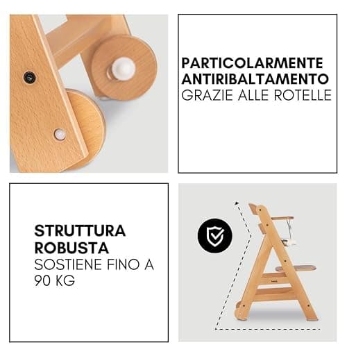 hauck Seggiolone Beta Plus Deluxe - Seggiolone Evolutivo in Legno con Sdraietta e Dondolo per Neonati, Sediolone Pappa, Sicurezza Massima con Cintura a 5 Punti, Regolabile per Tavoli Standard thumbnail 8