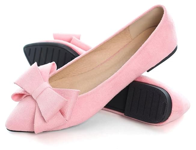 SAILING LU Womens Bowknot Ballet Flats Pointy Toe Casual Flat Shoes Suede Dressy Wear to Work Slip-Ons Moccasins thumbnail 5