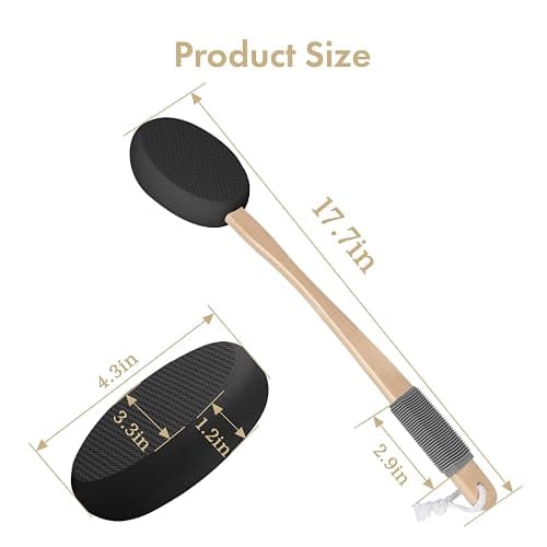 AmazerBath Lotion Applicator for Back, Feet, 4 Replacement Pads with 17" Curved Handle, Back Sunscreen Applicator for Kids, Elderly, Women, Apply Skin Cream Medicine Moisturizer Tanner, Black thumbnail 2