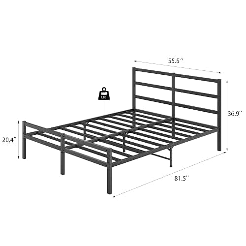 Heavy Duty Metal Platform Bed Frame with Underbed Storage Queen Size Bed Frame with Headboard No Box Spring Needed Mattress Foundation, Black thumbnail 2