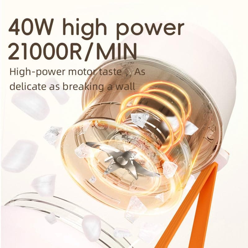 Portable Blender Cup,450ml Multi-Function Blender with Ice-Crushing,Strong Cutting Power with 12 Blades, USB-C Rechargeable,Fruit Veggie Juicer Cup for Home, Sport,Office,Camping (Orange) thumbnail 5