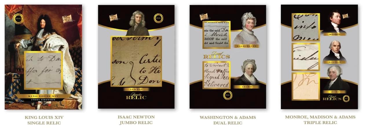 Pieces of the Past 2024 1700s Edition: Contains 4 Packs with 4 Cards Each- Total of 4 relic Hits- 100 Different relic Cards Featuring Historical Figures Like Beethoven and Washington thumbnail 3