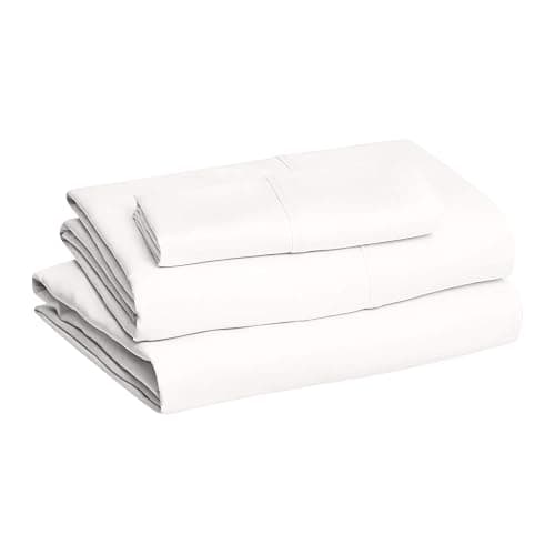 Amazon Basics Lightweight Ultra-Soft, Breathable, Wrinkle Free Brushed Microfiber 3 Piece Bed Sheet Set with 14-Inch Deep Pockets, Twin XL, Cream, Solid thumbnail 2