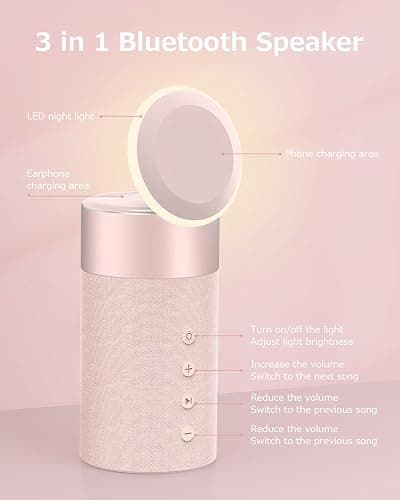 Bluetooth Speaker, Night Light, 15W Magnetic Fast Charging for Apple, Pink | 2 in 1 Wireless Charging Station for iPhone 17/16/15/14/13/12 Series, AirPods Pro 2/4/3/2（Gift Ideal） thumbnail 3