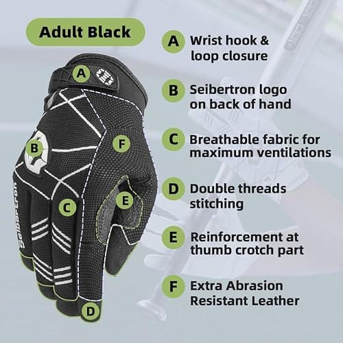 Seibertron B-A-R PRO 2.0 Signature Baseball + Softball + Teeball Batting Gloves Super Grip Finger Multiple 11 Sizes + 5 Colors Available Fit Adult Youth Kids Boys Girls Mens Women thumbnail 2