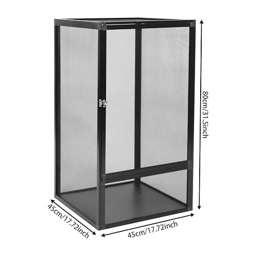 Reptile Terrarium Cage, 31.5" x 17.7" x 17.7" Butterfly Cage Terrarium with Mesh Panel, Pet Feeding Net Box with Metal Latch, for Chameleon, Tree Frog, Arboreal, for Reptiles and Small Insects thumbnail 5