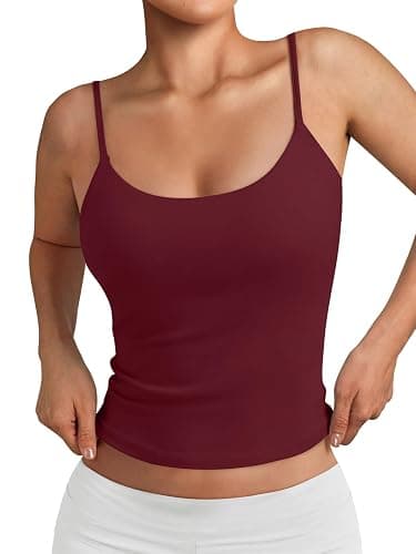 Trendy Queen Womens Double Lined Adjustable Spaghetti Strap Tank Tops for Summer Going Out - Image 1