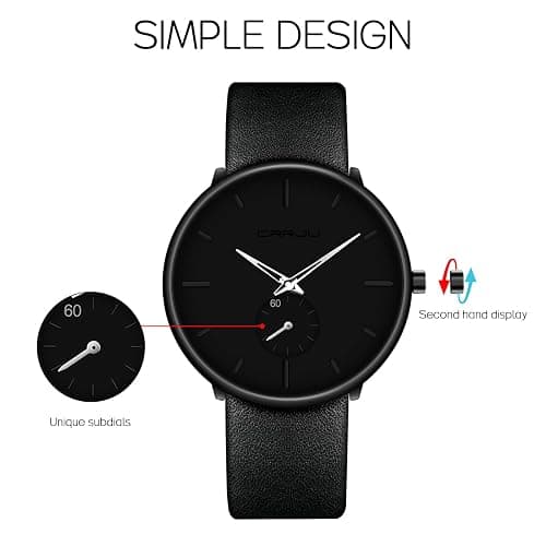 FIZILI Mens Watches Ultra-Thin Minimalist Waterproof-Fashion Wrist Watch for Men Unisex Dress with Leather Band thumbnail 4