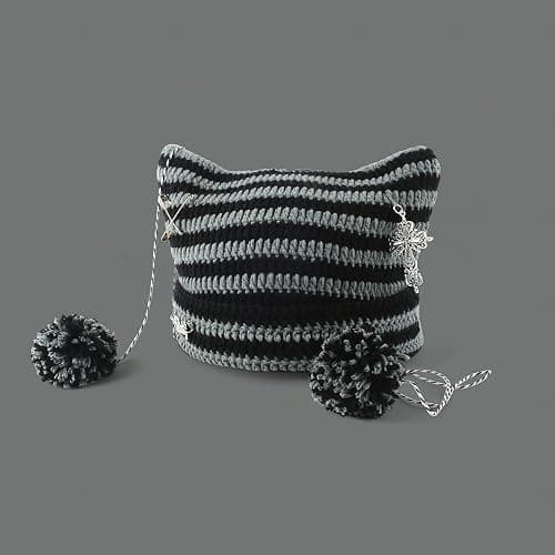 Crochet Hats for Women Vintage Beanies Women Fox Hat Grunge Goth Beanies Hat Y2K Accessories Slouchy Beanies for Women thumbnail 2