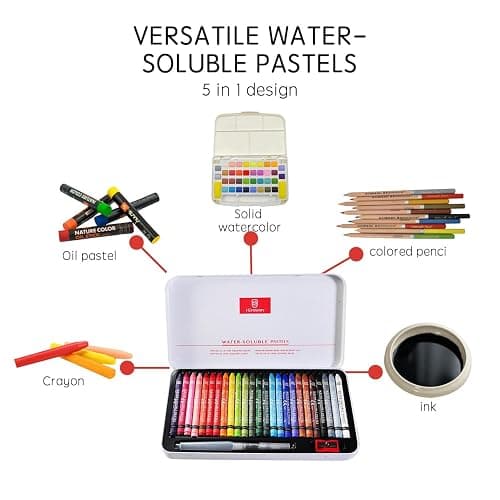 25 Colors Water-Soluble Pastel Crayons Set, Multi-Technique Art Kit with Brush & Palette, Versatile for Watercolor, Oil Pastel & Ink Effects, Easy Blending for Beginners, Sketching & Creative Drawing thumbnail 4
