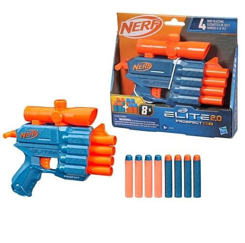 Nerf Elite 2.0 Prospect QS-4 Blaster, 8 Official Nerf Elite Darts, 4-Dart Blasting, Nonremovable Targeting Scope, Pull-Back Priming thumbnail 4