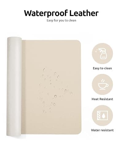YSAGi Leather Desk Pad Protector, Office Desk Mat, Large Mouse Pad, Non-Slip PU Leather Desk Blotter, Waterproof Laptop Desk Writing Pad for Office and Home (23.6" x 13.8", Eggshell) thumbnail 4