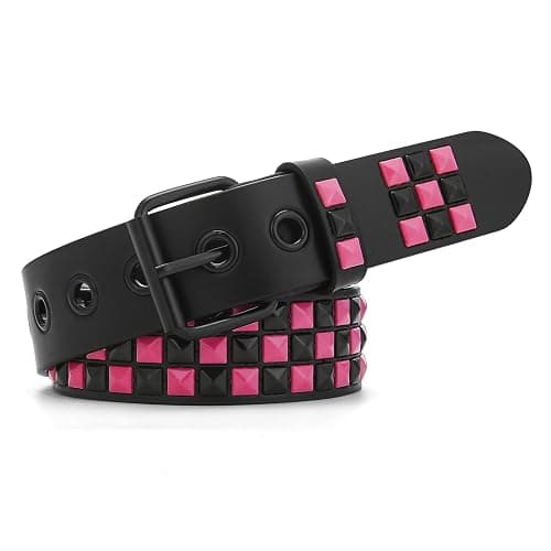 SNCEAW Studded Belt, Metal Punk Rock Rivet belt with Bright Pyramid Studded for Women Men - Image 1