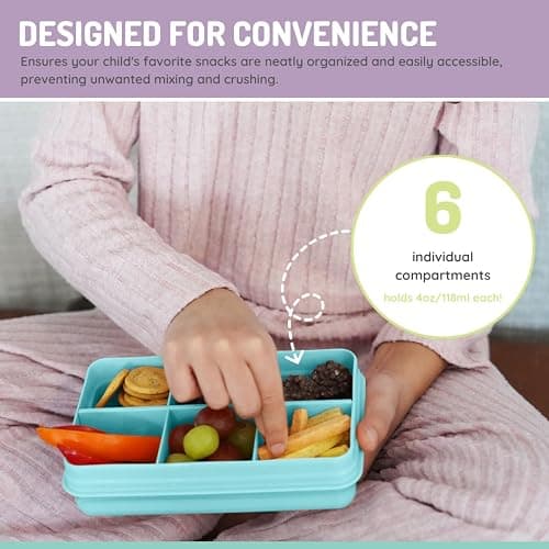 melii Snackle Box | 6-Compartment Divided Snack Container, BPA-Free Food Storage with Removable Dividers for School, Travel & On-the-Go Snacking (Blue) thumbnail 5