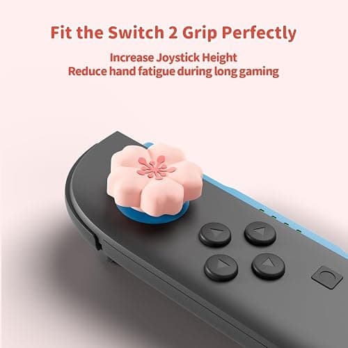 GeekShare Sakura Cross D-Pad Button Caps Thumb Grip Caps Set Compatible with Switch 2, ABXY Key Buttons Sticker Cover Caps for Switch 2, Cherry Pink thumbnail 3