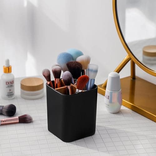 Bamboo Toothbrush Holder for Bathrooms, 3 Slots Toothbrush and Toothpaste Holder Bathroom Counter Organizer for Electric Toothbrushes, Floss, Razors - Black - Black - 3 Slots thumbnail 4