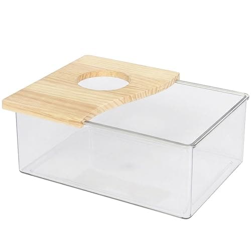 Hamster Sand Box, Wooden Cover Clear Acrylic Hamster Dig Box for Small Pets - Saves Space, Easy to Clean, Stable Container for Hamsters, Gerbils, Mice Sand - Image 1