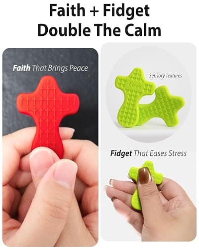 12 Pcs Cross Fidget Toy, Textured Worry Pocket Cross, Quiet Sensory Toy for Autism ADHD, Stress Relief, Christian Prayer Cross Fidget for Church Giveaways, Sunday School, Classroom Prizes. thumbnail 3
