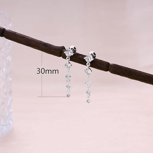 SELFROSE Silver Earrings for Women,Dainty Dangle Earrings Silver Plated Drop Earrings for Women Trendy Hypoallergenic CZ Stud Earrings Wedding Pearl Earrings Dangling Cute Small Hoop Earrings Jewelry - 5cz sl thumbnail 3