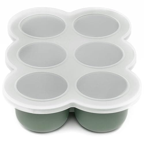 WeeSprout Silicone Baby Food Freezer Tray with Clip-on Lid - Perfect Storage Container for Homemade Baby Food, Vegetable & Fruit Purees, and Breast Milk (Matte Green, Six 3 Ounce Sections) - Image 1